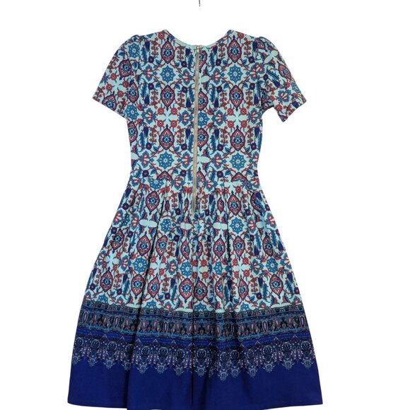 Lularoe Amelia Dress S Pockets & Paisley Print In Blue/Red/Mint Pleats - Picture 4 of 4